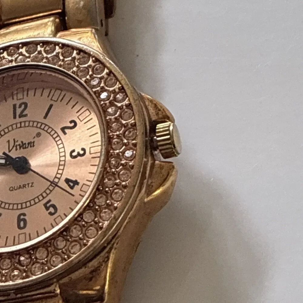 Vivani Womens Quartz VTG Rare Watch AW-804-125 Rose Gold Tone Bracelet